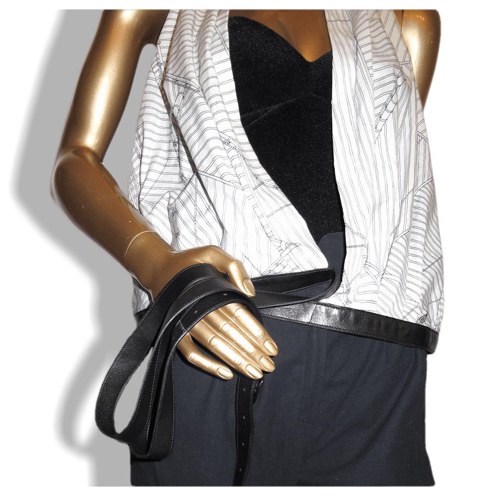 Hermes Black/White Vent Portant II Cache-Coeur with Lambskin Double Tour Belt