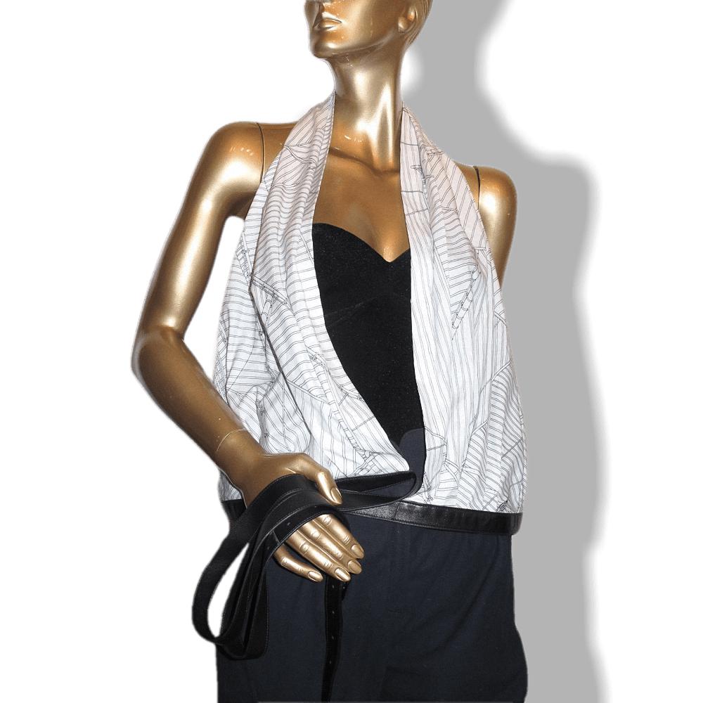 Hermes Black/White Vent Portant II Cache-Coeur with Lambskin Double Tour Belt