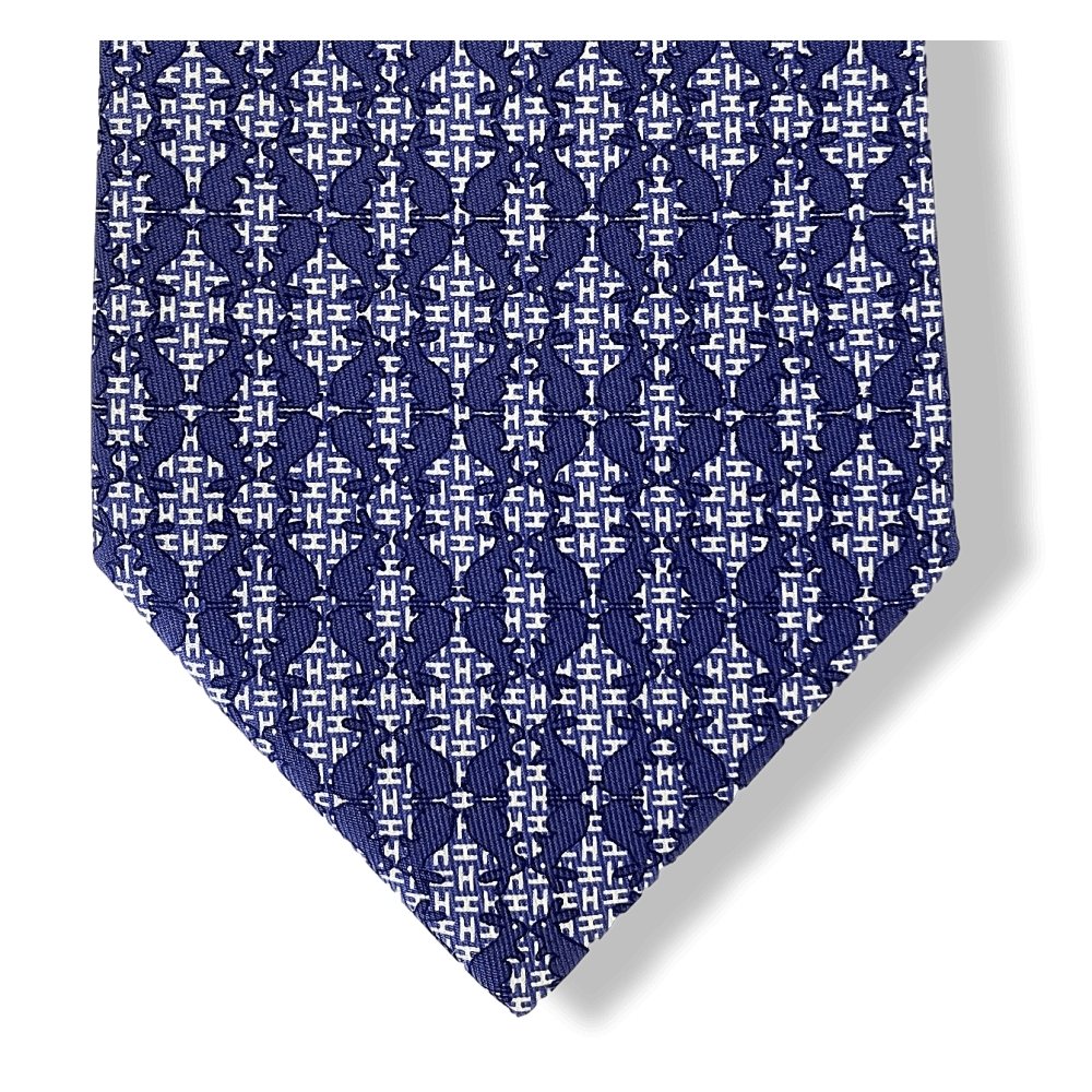 Hermes LAPINS H Twill Silk Tie 9CM