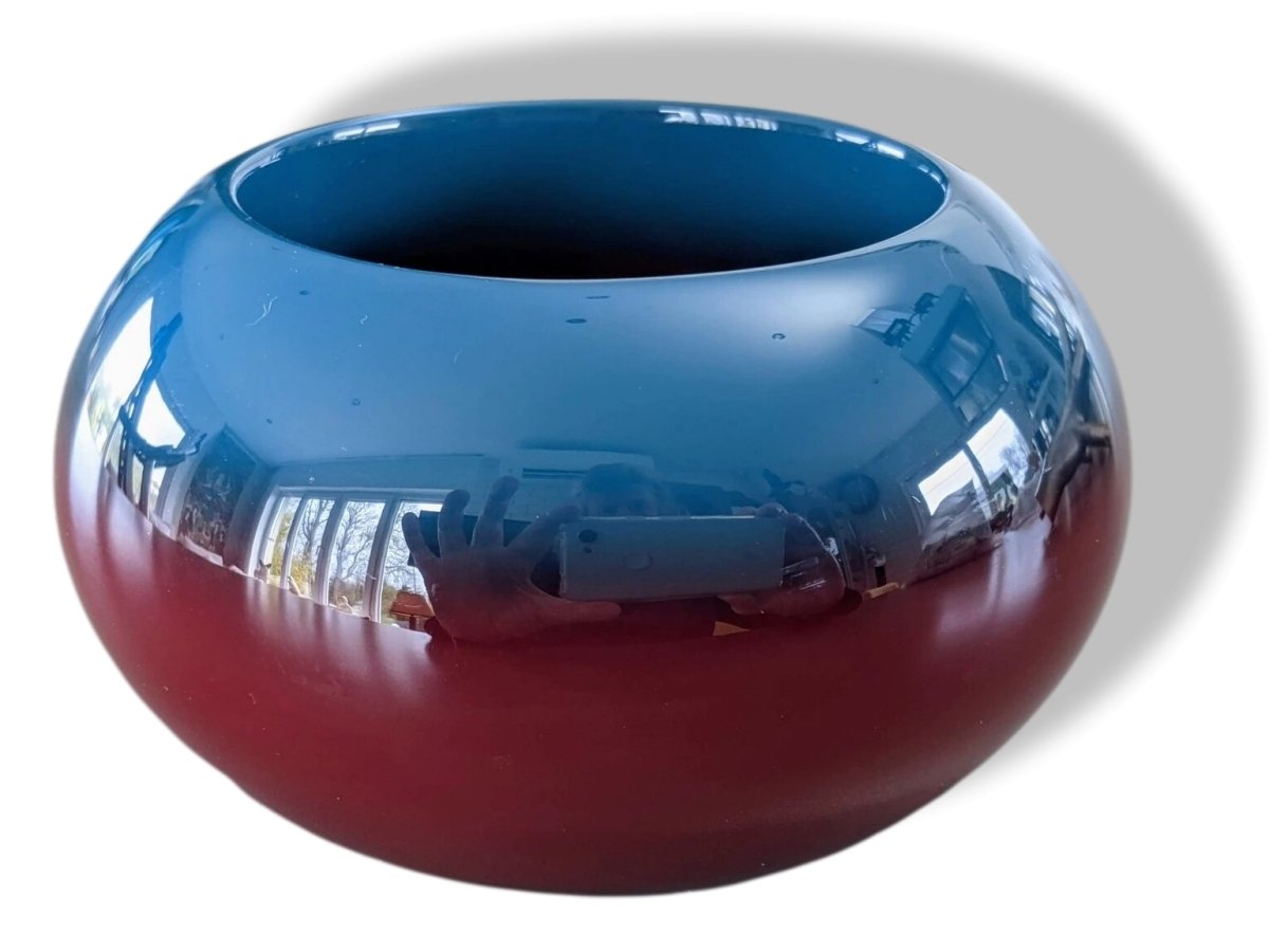 Hermes Bleu Canard/Bordeaux Laquered Wood DUNE Bangle Bracelet Sz L, New!