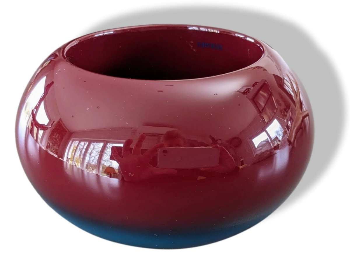 Hermes Bleu Canard/Bordeaux Laquered Wood DUNE Bangle Bracelet Sz L, New!