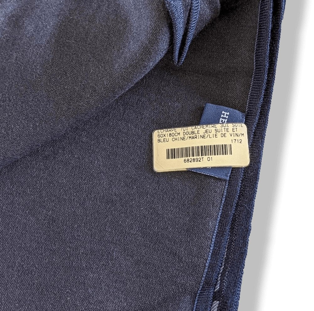 Hermes Men's Bleu Chine/Navy DOUBLE JEU SUITE ET MANQUE 70% Cashmere Stole, BNWT!
