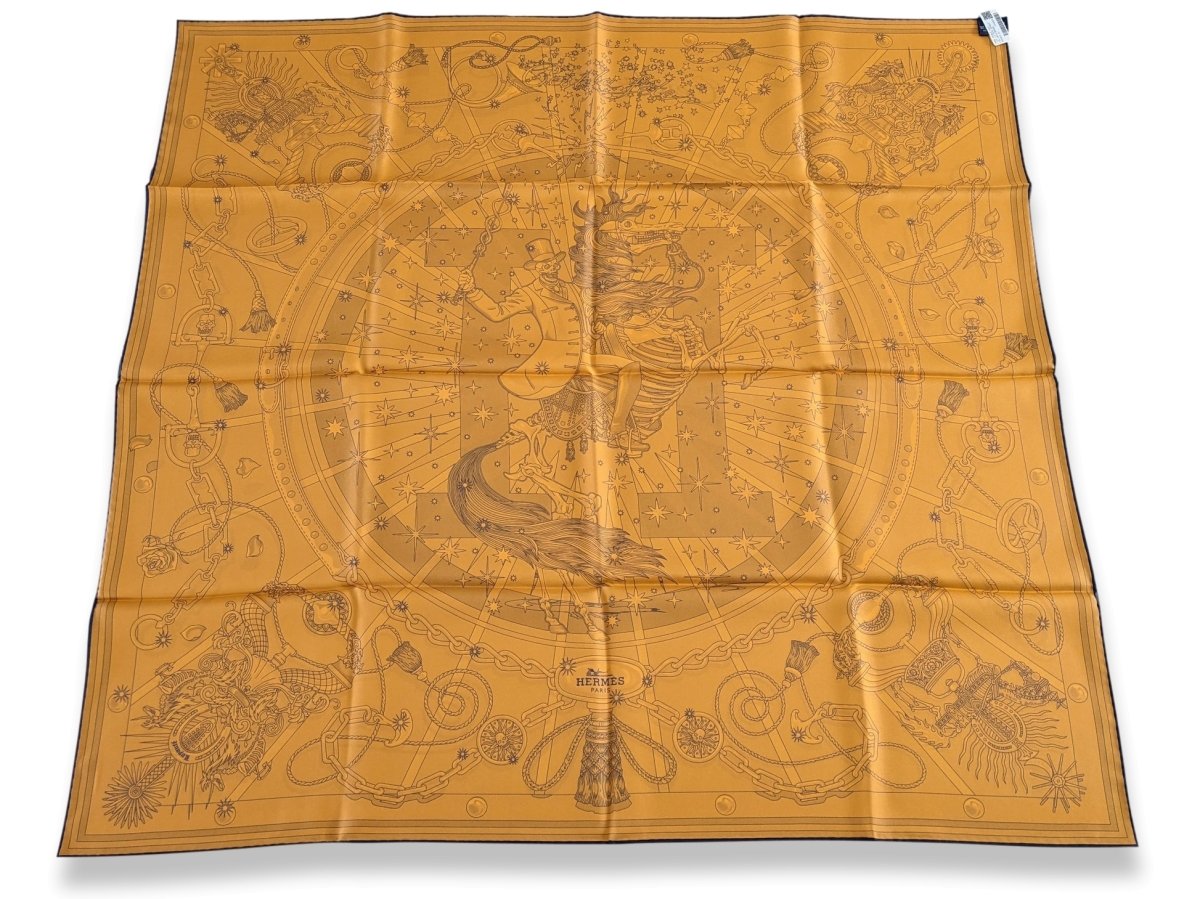 Hermes Bleu Clair/Orange C'EST LA FETE by Daiske Nomura DOUBLE FACE Twill Scarf 90, BNWTIB!