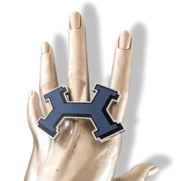 Hermes Bleu de Prusse Lacquered Enamel & Ag STREET Belt Buckle H 32 MM, New with Pochette!