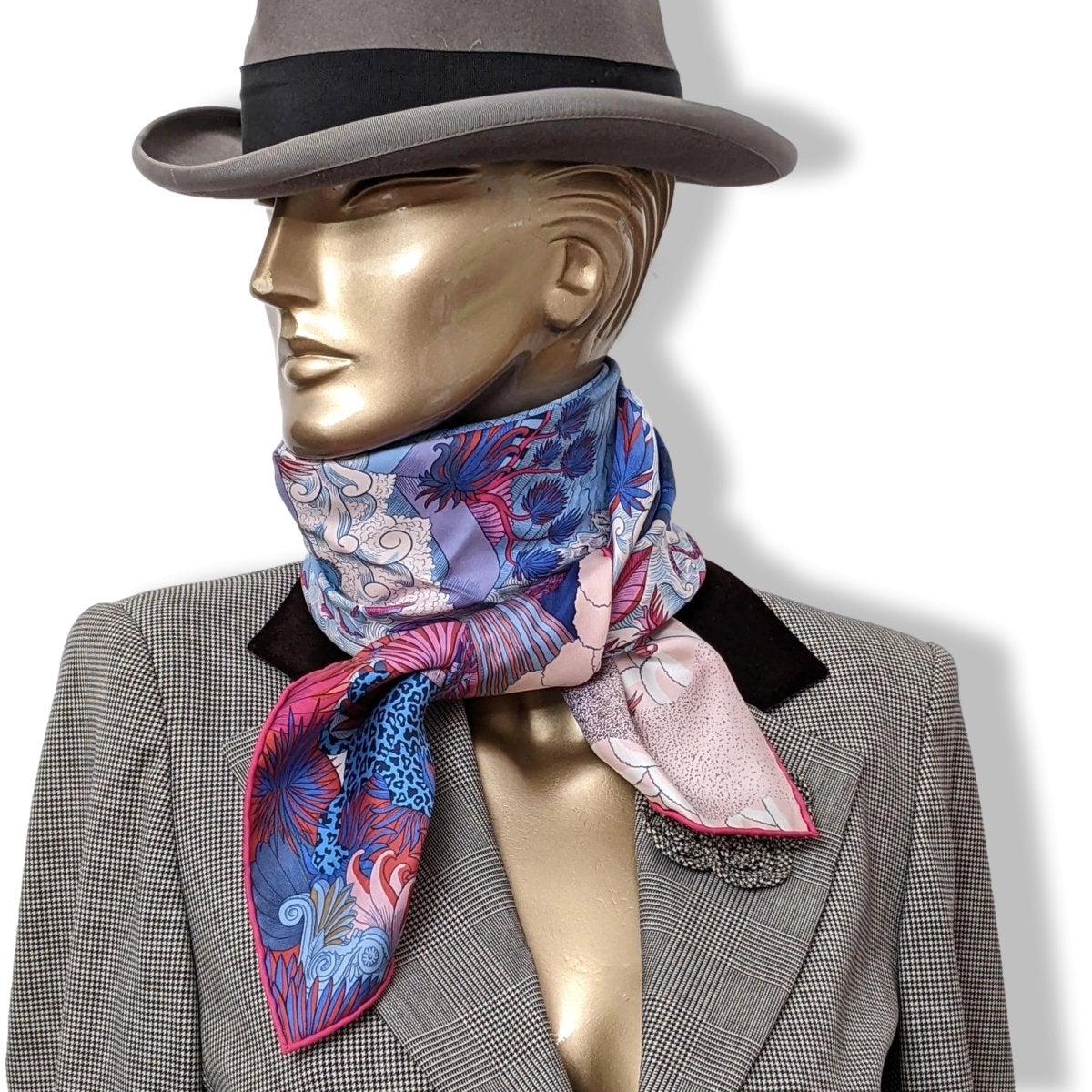 Hermes Bleu Jeans/Rose Vif/Marine Cosmographia Universalis by Jan Bajtlik Twill scarf, Box_