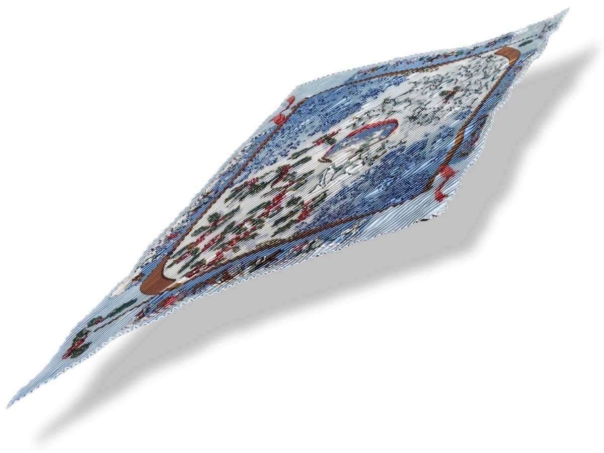 Hermes Bleu Pale NEIGE D'ANTAN by Caty Latham Pleated Plisse Twill 90, Box!