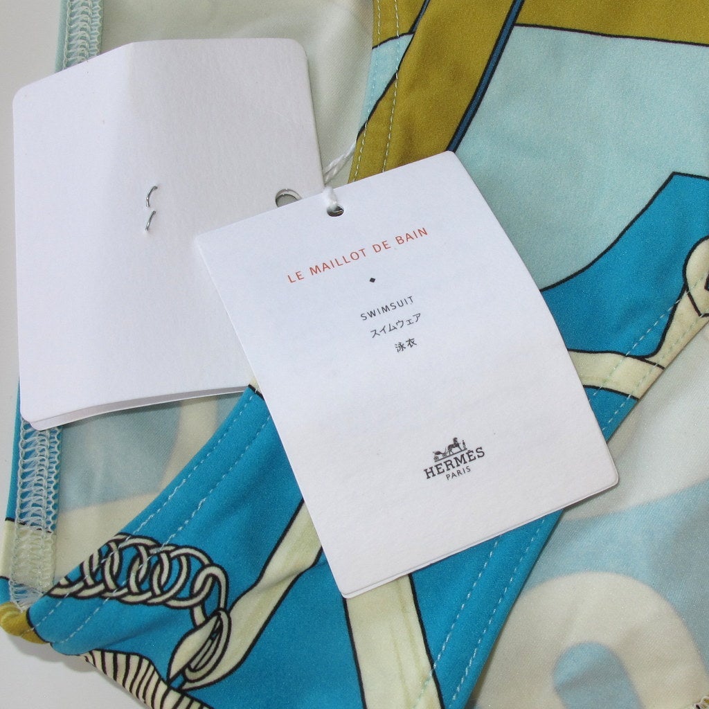 Hermes Bleu Thalassa Eperon D'or Eole Swimsuit 1pc Sz38