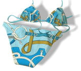 Hermes Bleu Thalassa Eperon D'or Eole Swimsuit 1pc Sz38