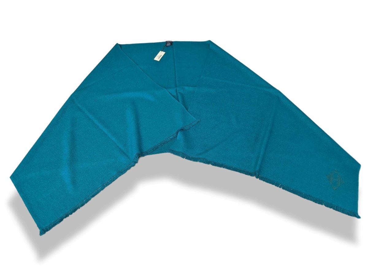 Hermes Vert Emeraude Fringed 100% Cashmere ETOLE CRAFT Muffler Hand Woven in Nepal 70 x 200 cm, BNWT!