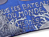 Hermes Bleu/Jaune/Orange TOUS LES BATEAUX DU MONDE by Aline Honore Cashmere Shawl 140, Superb!