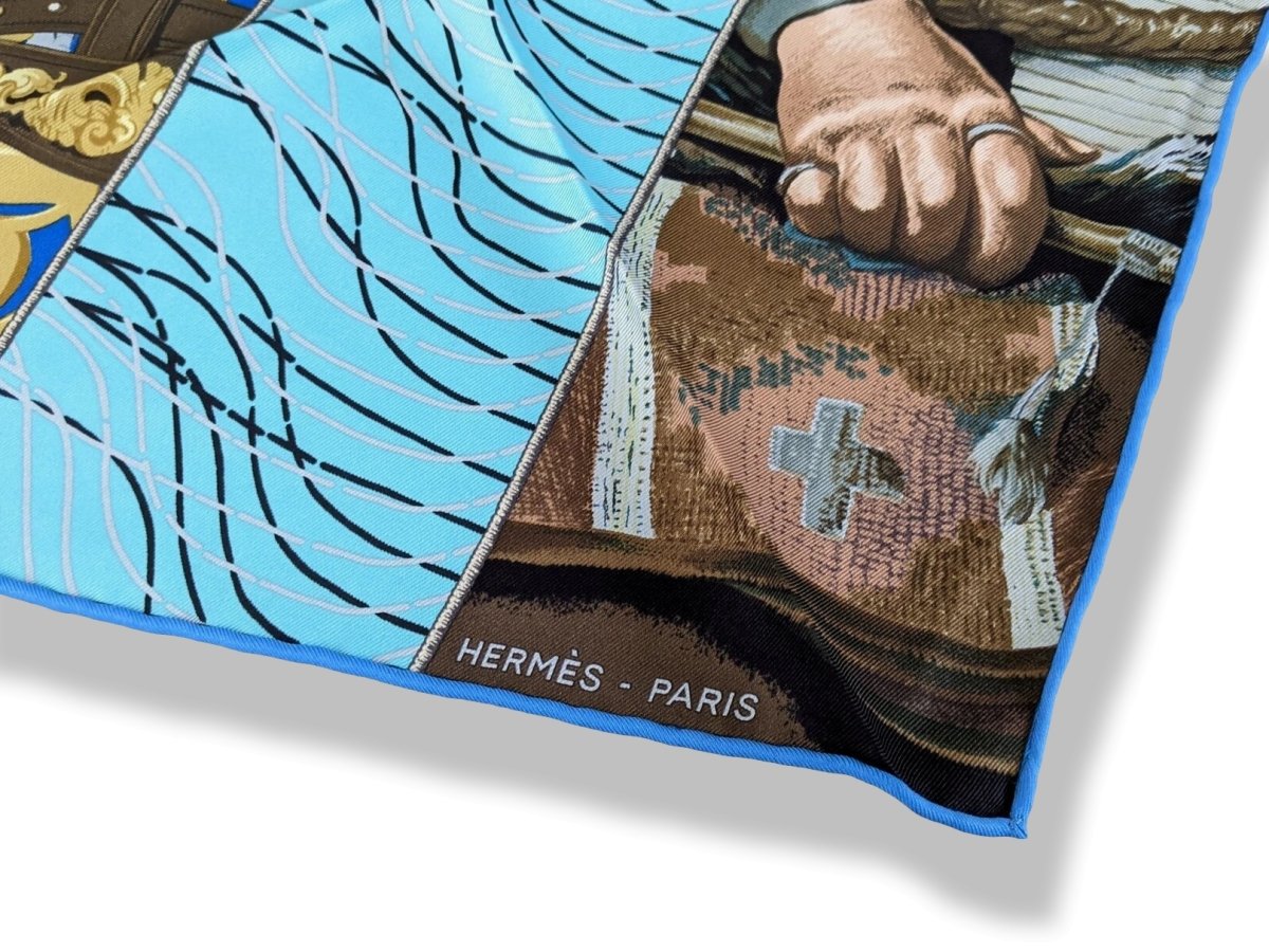 Hermes Bleu/Turquoise CARRE EN CARRES Carres Vintage Silk Pointu, New!