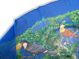 Hermes Bleu/Vert Equateur by Robert Dallet Blanc Matt Overprint Mousseline Shawl 140 cm, Box!