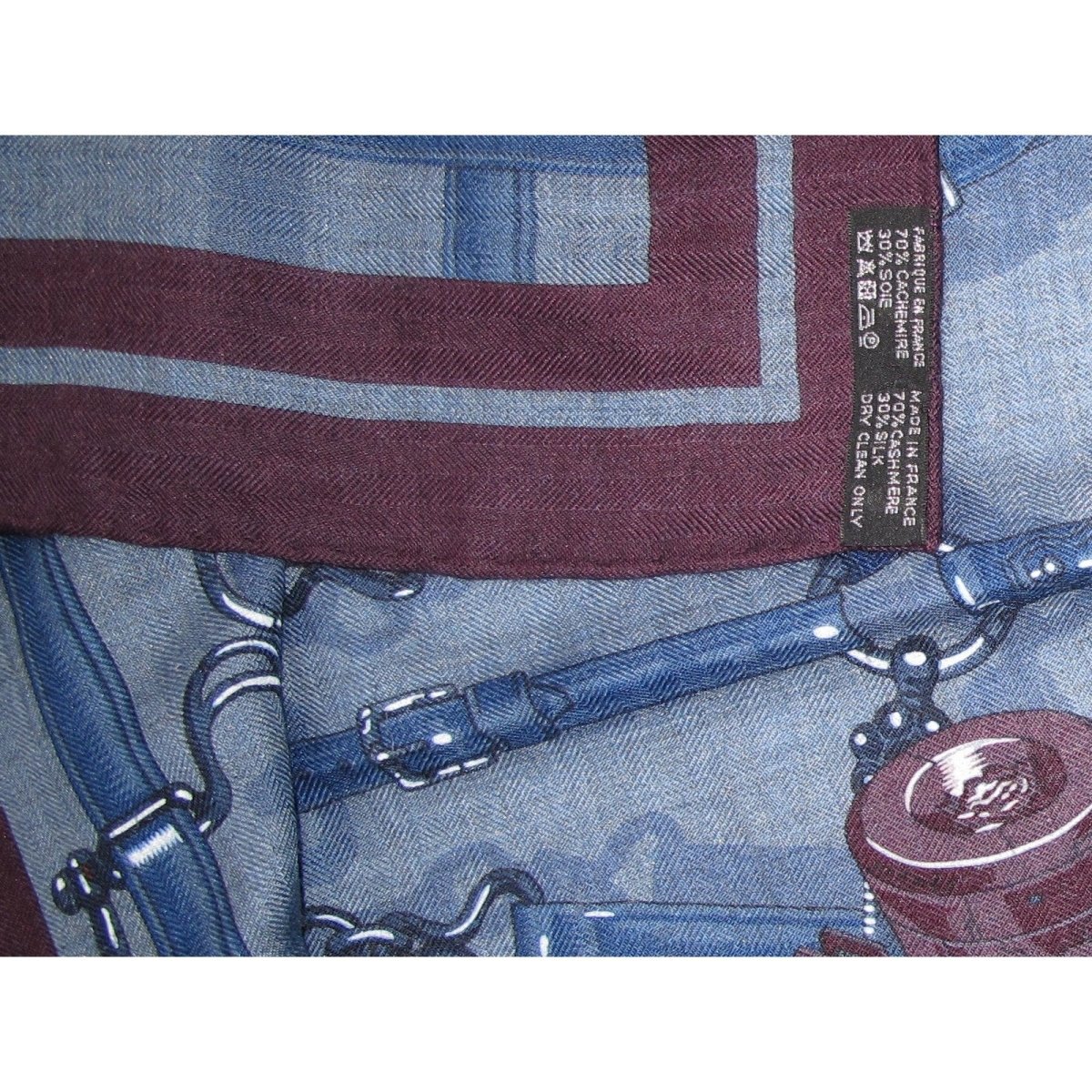 Hermes Blue Burgundy Flamboyant Web by Daiske Nomura Unisex Cashmere 100 cm, Mint! - poupishop