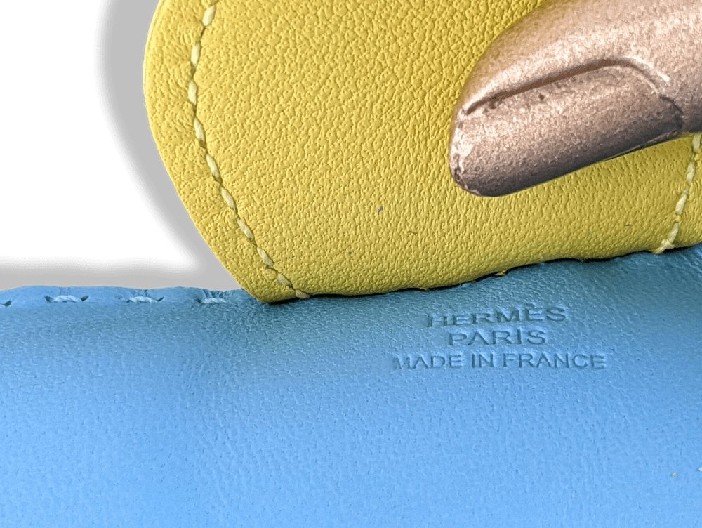 Hermes Blue Celeste/Yellow/Malachite Lamb Milo RODEO GM Horse Bag Charm, BNWTIB! - poupishop