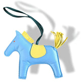 Hermes Blue Celeste/Yellow/Malachite Lamb Milo RODEO GM Horse Bag Charm, BNWTIB! - poupishop
