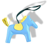 Hermes Blue Celeste/Yellow/Malachite Lamb Milo RODEO GM Horse Bag Charm, BNWTIB! - poupishop