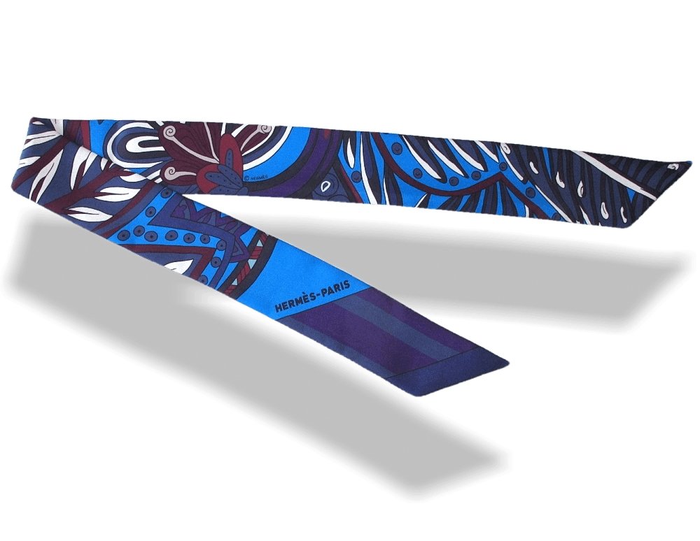 Hermes Blue Cobalt Burgundy Le Jardin de la Maharani by Annie Faivre Twilly, NIB! - poupishop
