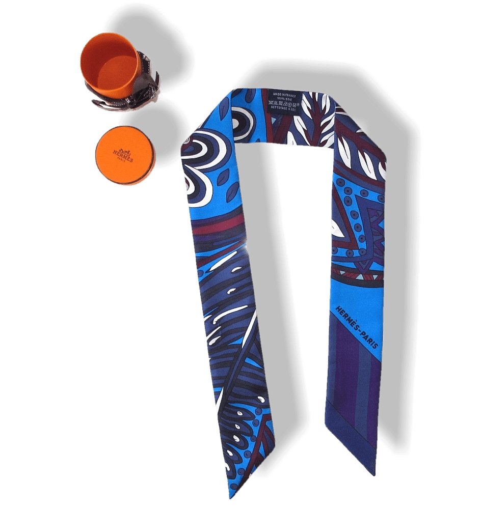Hermes Blue Cobalt Burgundy Le Jardin de la Maharani by Annie Faivre Twilly, NIB! - poupishop