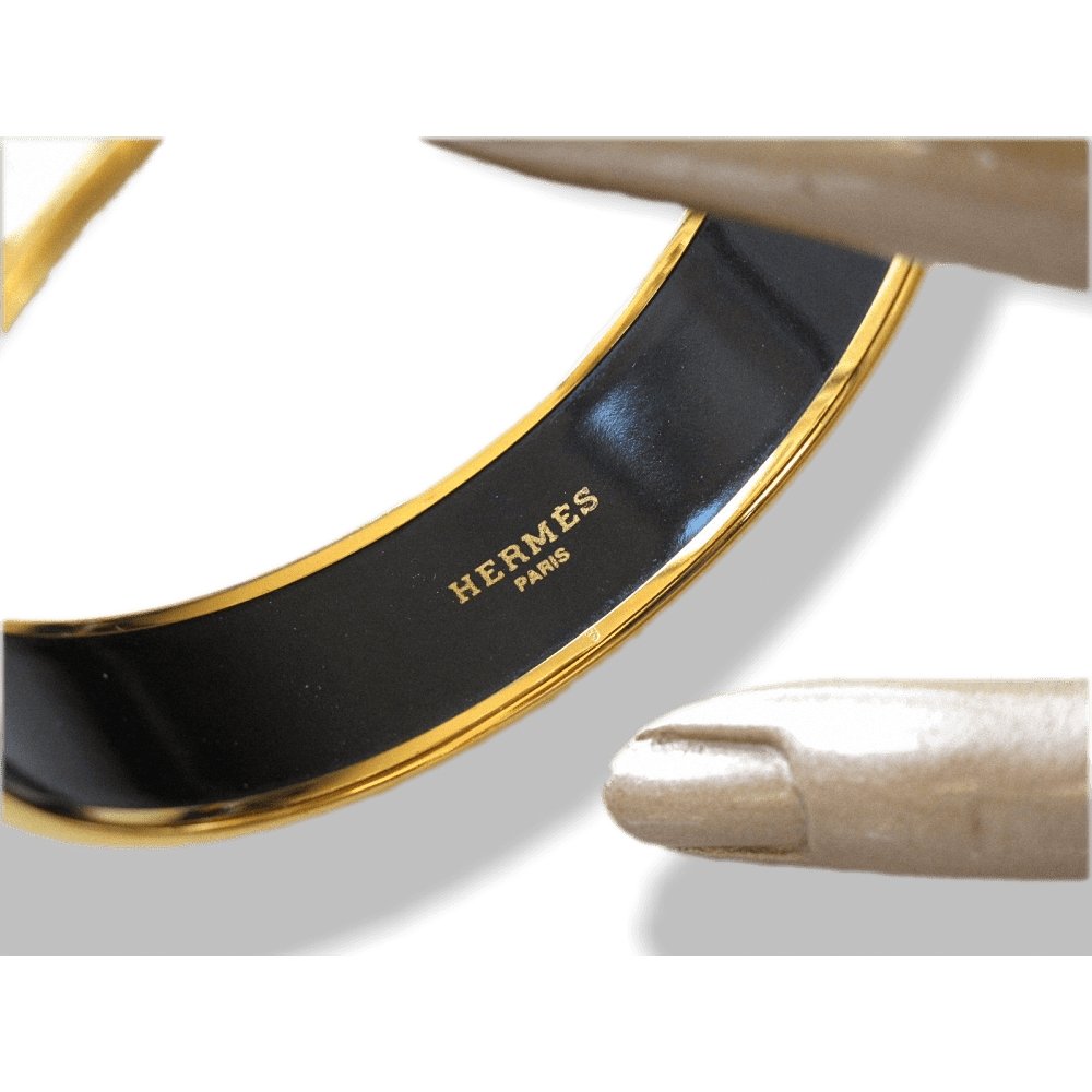 Hermes Blue Enamel with Gold Trim Elephants Wide Bangle Bracelet, NIB! - poupishop