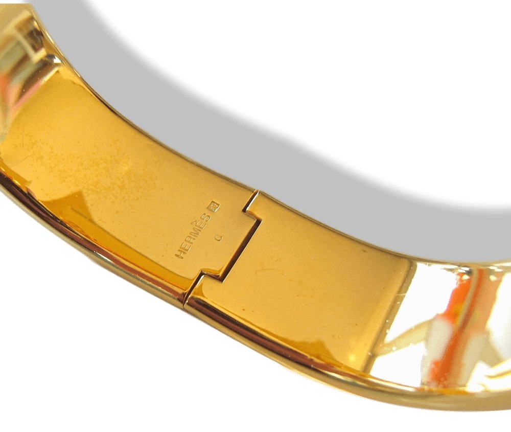Hermes Blue Enamel/Gold Horses Clic Clac Bangle Bracelet Sz S, Box! - poupishop