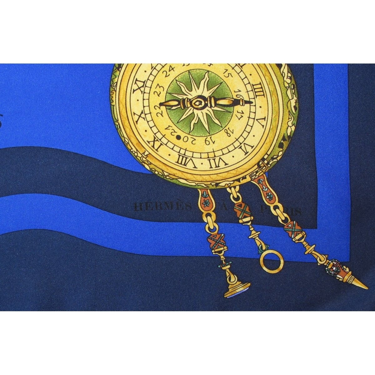 Hermes Blue Green Parmi les fleurs Je compte les heures ... Twill 90cm - poupishop