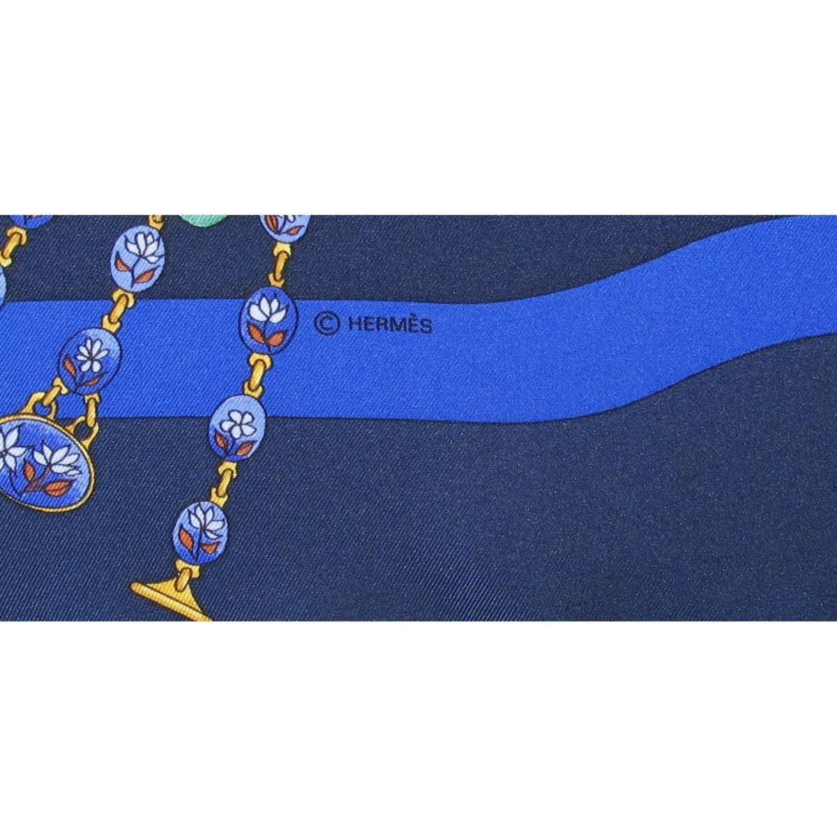 Hermes Blue Green Parmi les fleurs Je compte les heures ... Twill 90cm - poupishop