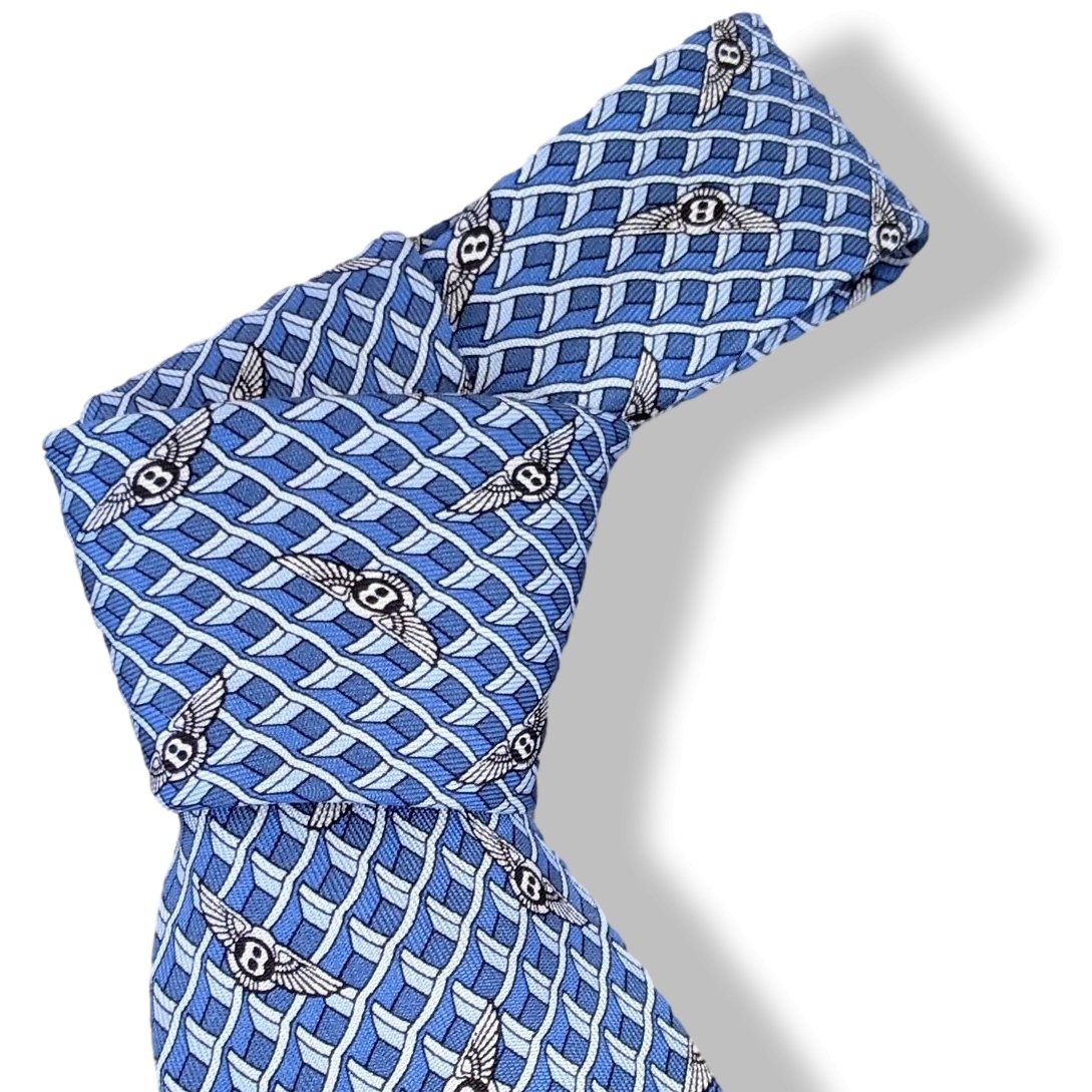 Hermes Blue Limited Edition VIP BENTLEY Twill Silk Tie 9,5CM 5355 TA Rare, BNIB! - poupishop