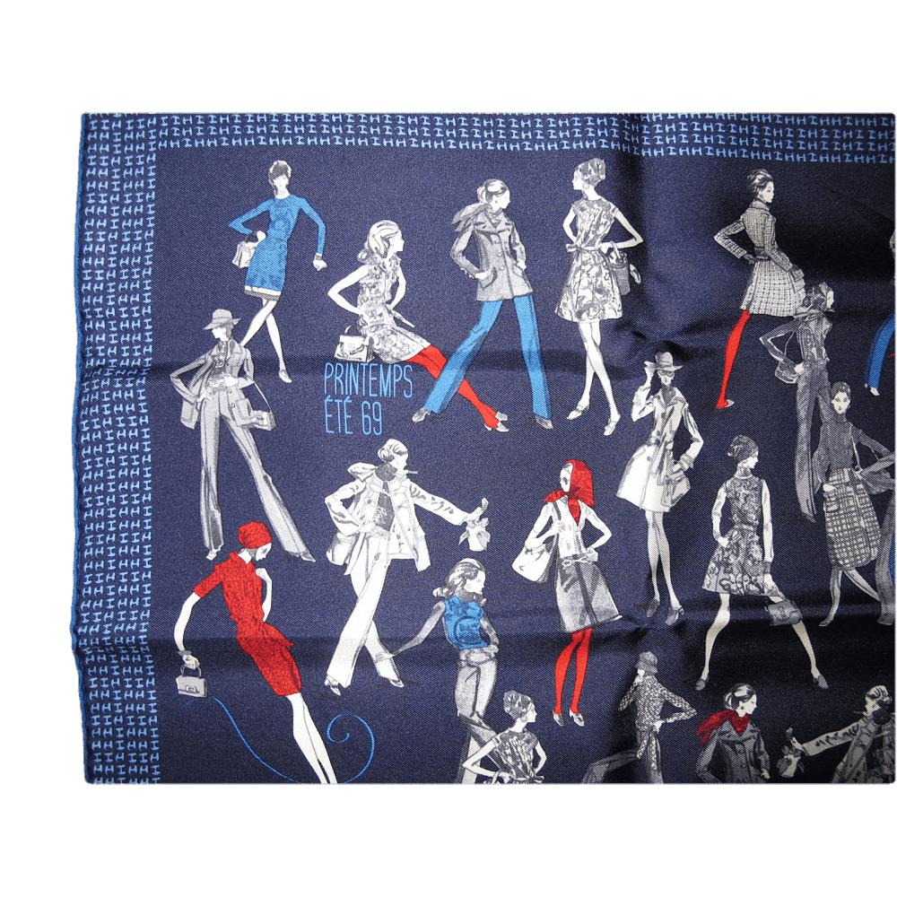 Hermes Blue Printemps Ete 69 - Automne Hiver 70 Gavroche 42cm, NIB! - poupishop