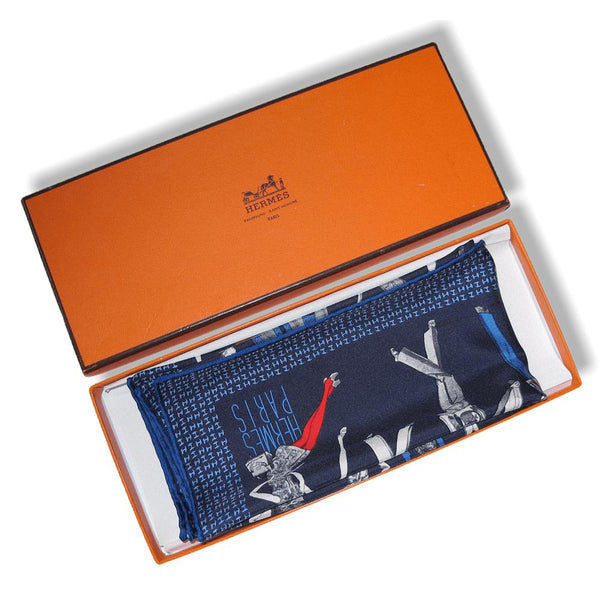 Hermes Blue Printemps Ete 69 - Automne Hiver 70 Gavroche 42cm, NIB! - poupishop