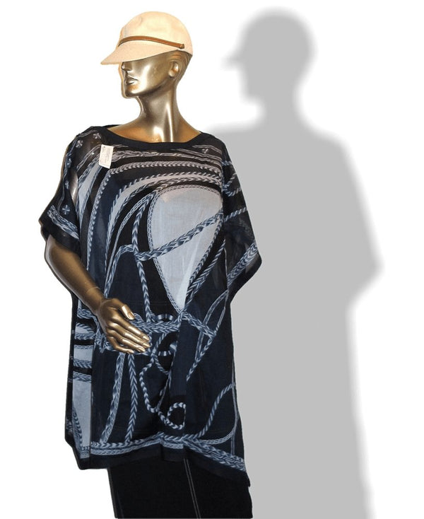 Hermes Blue Robe du Soir Cotton Beach Tunic Dress Sz All, NWT! - poupishop