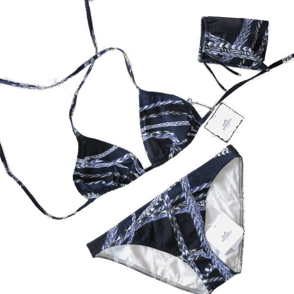 Hermes Blue Robe du Soir Maio Bikini Swimsuit 2pc Sz42, NWT! - poupishop