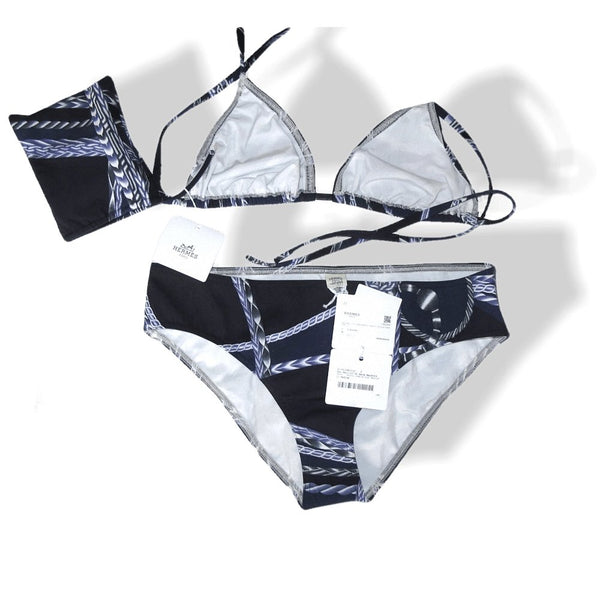 Hermes Blue Robe du Soir Maio Bikini Swimsuit 2pc Sz42, NWT! - poupishop