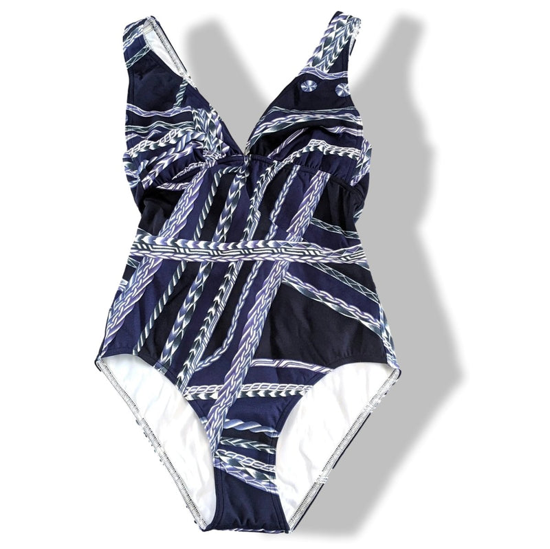 Hermes Blue Robe du Soir Maio Swimsuit 1pc Sz36, BNEWT in Pochette BAIN! - poupishop