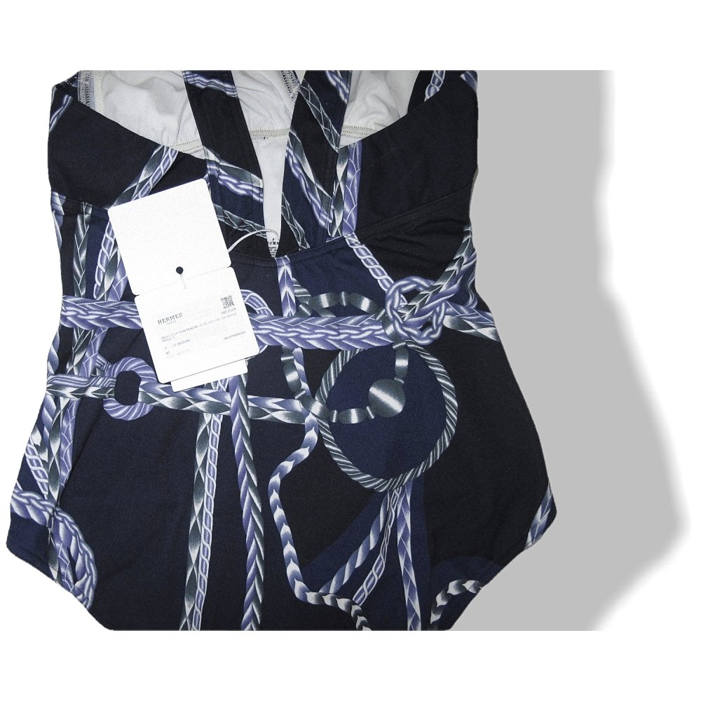 Hermes Blue Robe du Soir Maio Swimsuit 1pc Sz42, NWT! - poupishop