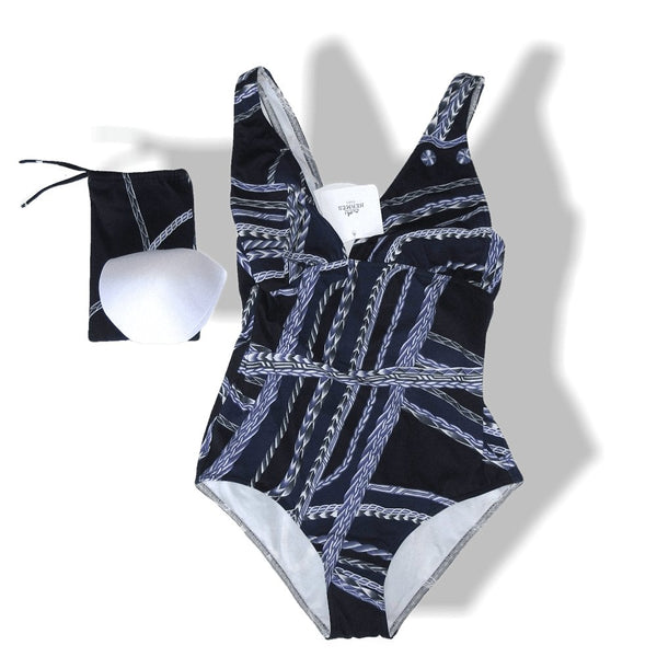 Hermes Blue Robe du Soir Maio Swimsuit 1pc Sz42, NWT! - poupishop