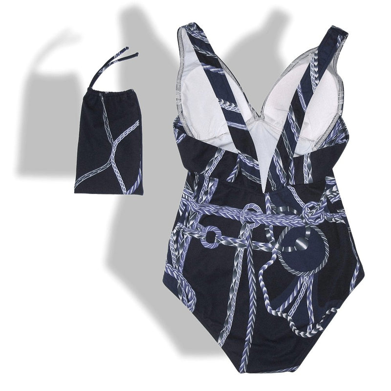 Hermes Blue Robe du Soir Maio Swimsuit 1pc Sz42, Rare! - poupishop