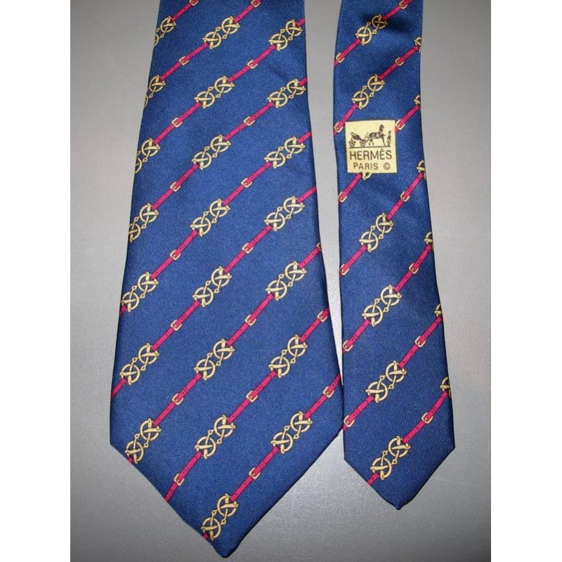 Hermes Blue Silk Tie Mors Nr 7211 UA - poupishop