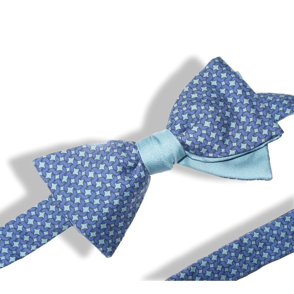 Hermes Blue Sky STARS Bow Tie Adjustable Size, New! - poupishop