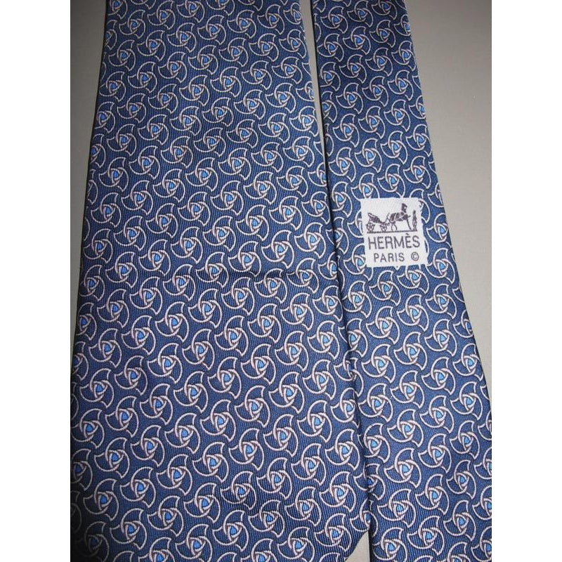 Vintage Hermes Tie Silk Twill 7575 SA Navy Blue Necktie