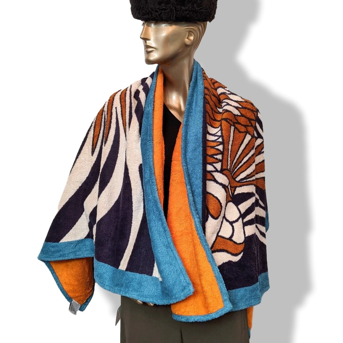 Hermes Blue/Orange POISSON DE LA MER ROUGE Fish Tapis de Plage Terry Beach Towel 150 x 90cm cm - poupishop