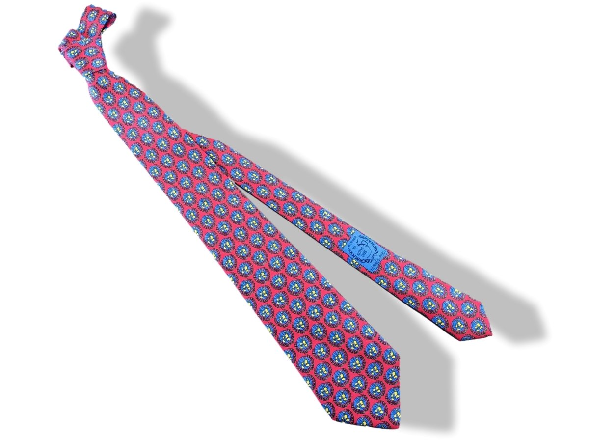 Hermes Blue/Red Special Issue EN L'HONNEUR DES NATIONS UNIES Twill Silk Tie 9 cm 7579 SA - poupishop