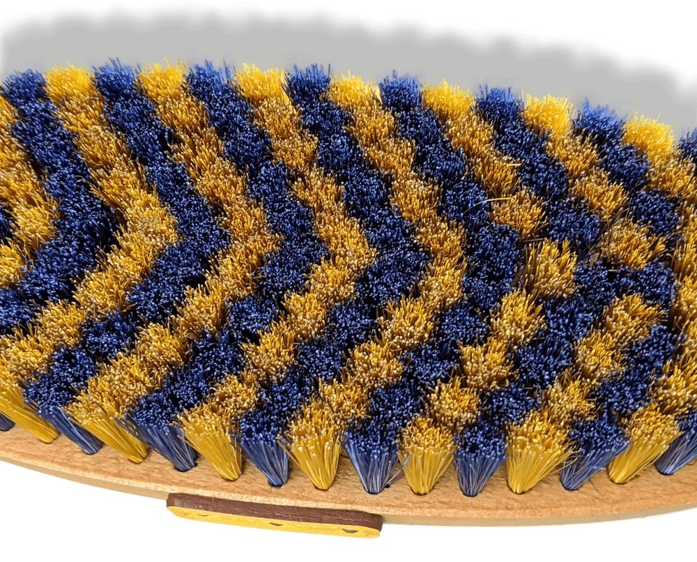 Hermes Blue/Yellow Equistrian Leather/Wood/Silk HORSE BODY BRUSH, BNEW! - poupishop