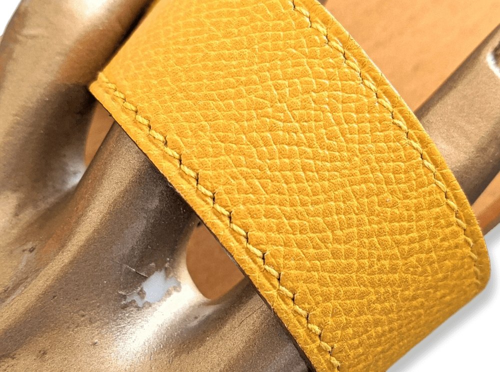 Hermes Blue/Yellow Equistrian Leather/Wood/Silk HORSE BODY BRUSH, BNEW! - poupishop