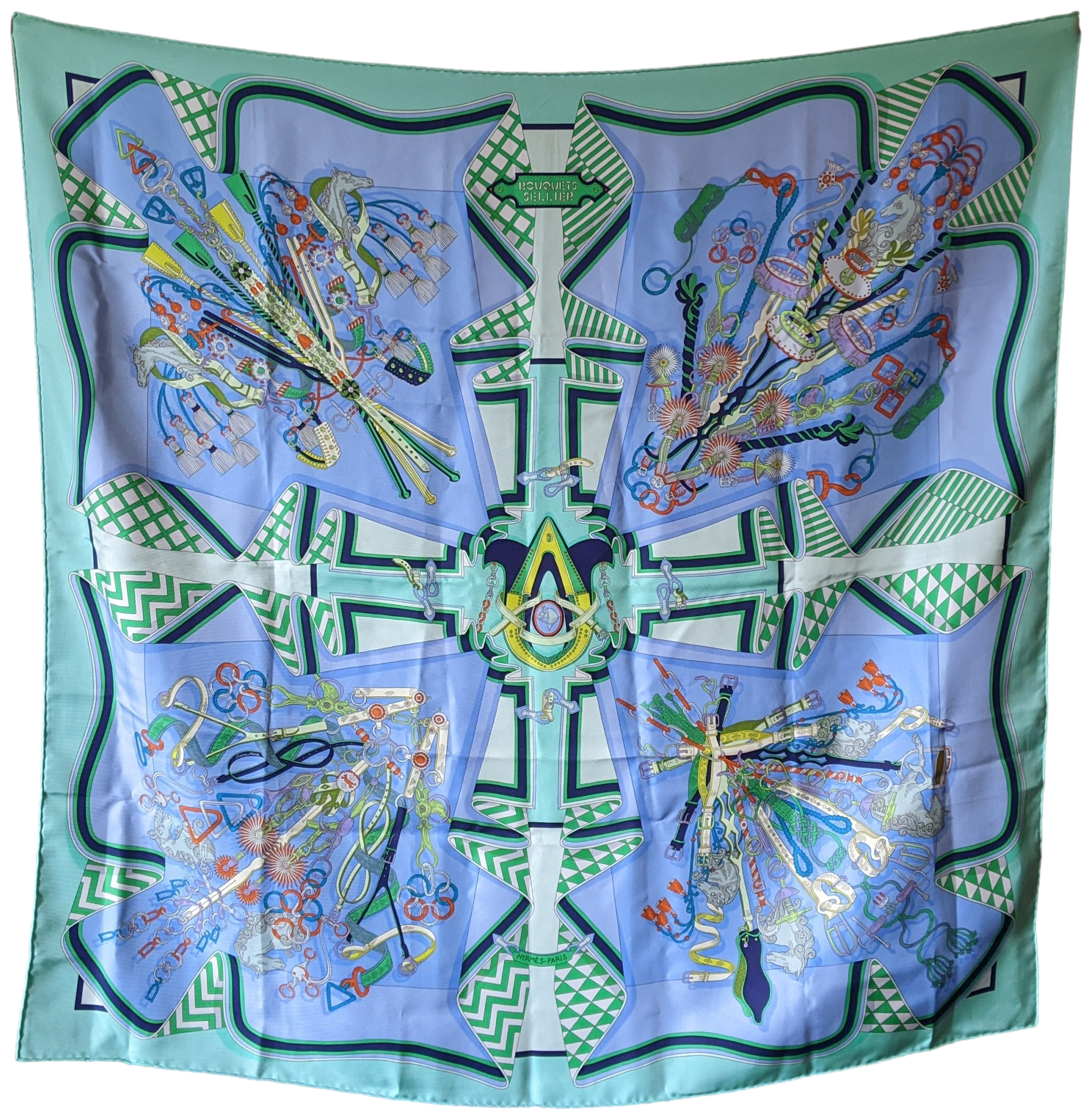 Hermes 2014 "Bouquet Sellier" by Pierre Marie Twill Scarf 90 x 90 cm