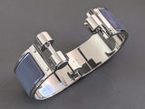 Hermes [BR02] Granit Enamel & Palladium CHARNIERE UNI Wide Bangle Bracelet Sz S, New! - poupishop