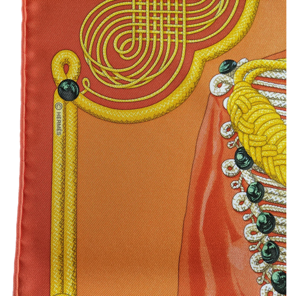 Hermes 2017 Orange "Brandebourg" by Caty Latham Twill Gavroche 45cm