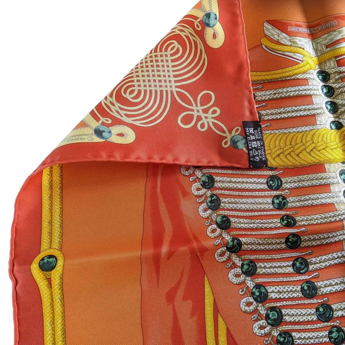 Hermes 2017 Orange "Brandebourg" by Caty Latham Twill Gavroche 45cm