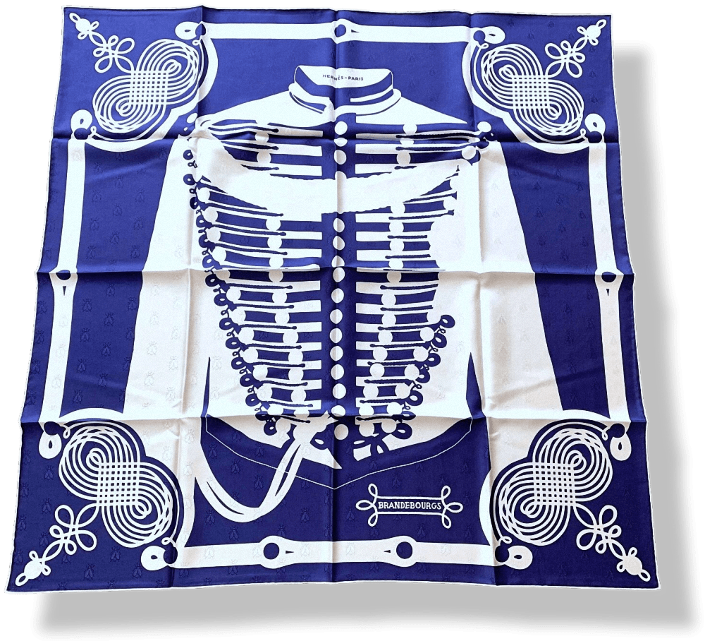 Hermes BRANDEBOURG TATTOO Jacquard Twill SIlk 90