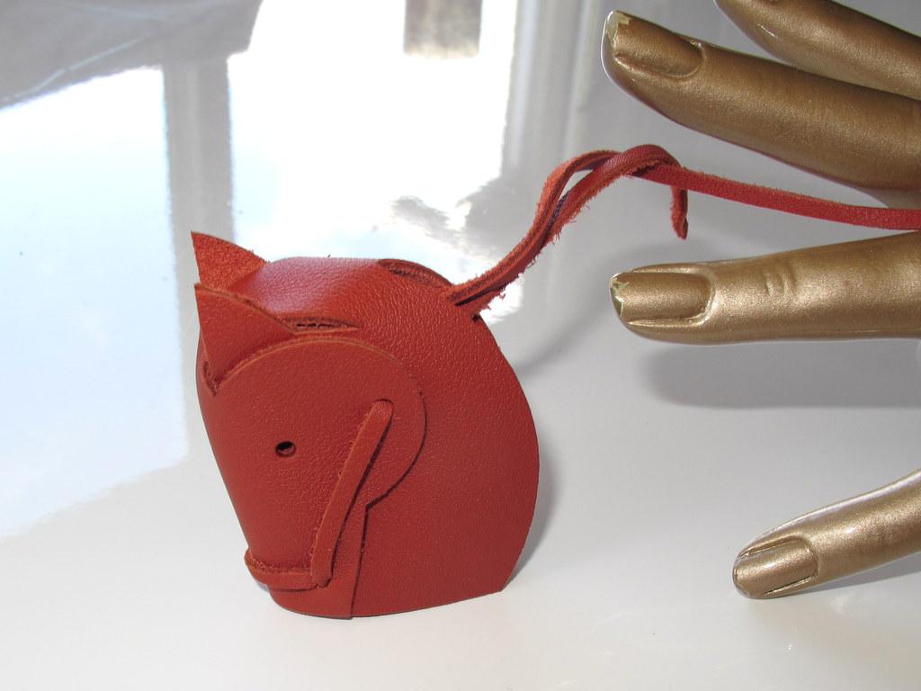 Hermes Brique Origami Swift Leather Horse Head Bag Charm, New! - poupishop