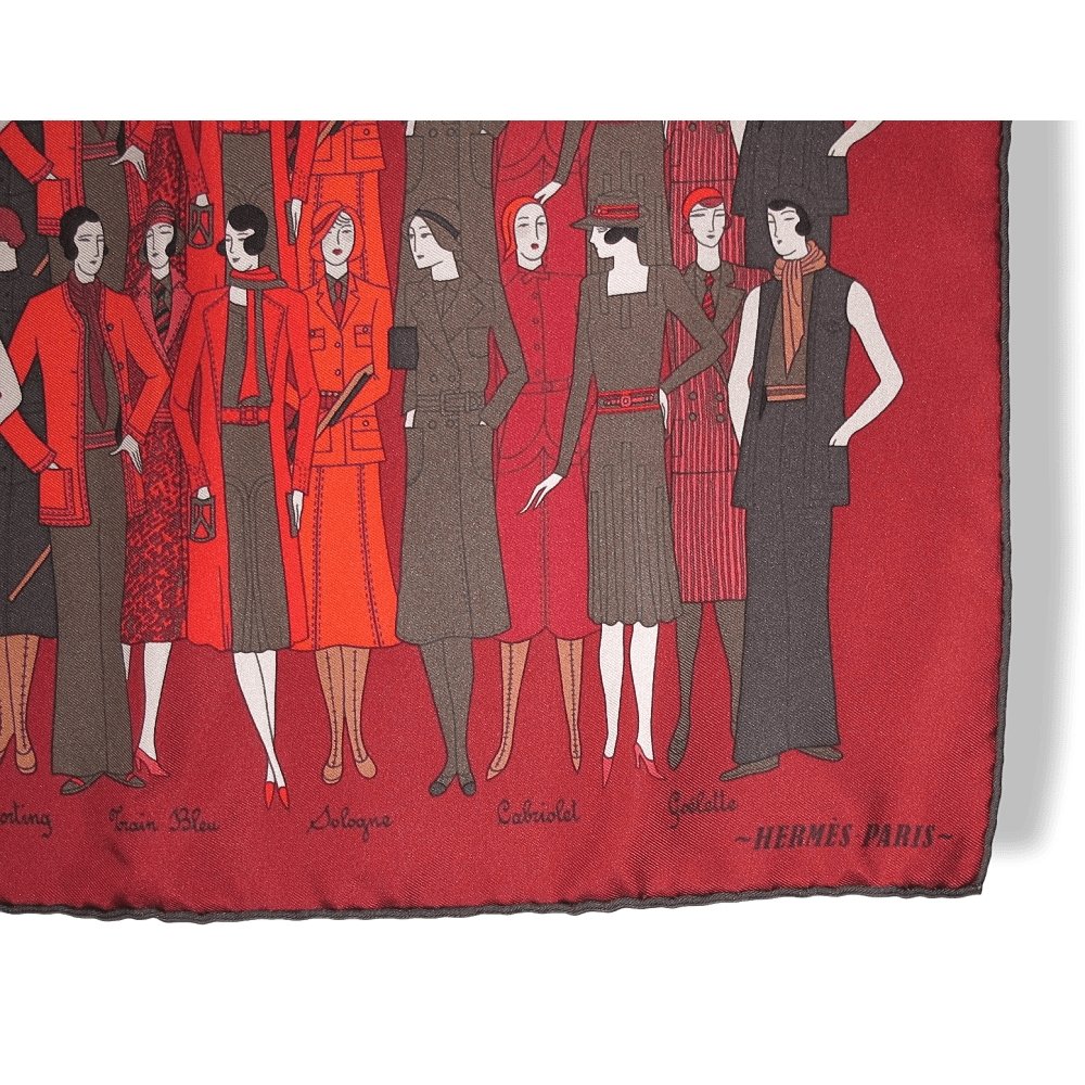Hermes Brique Red Bronze Orange Les Sportives Silk Pocket Scarf Gavroche 42cm, NIB! - poupishop